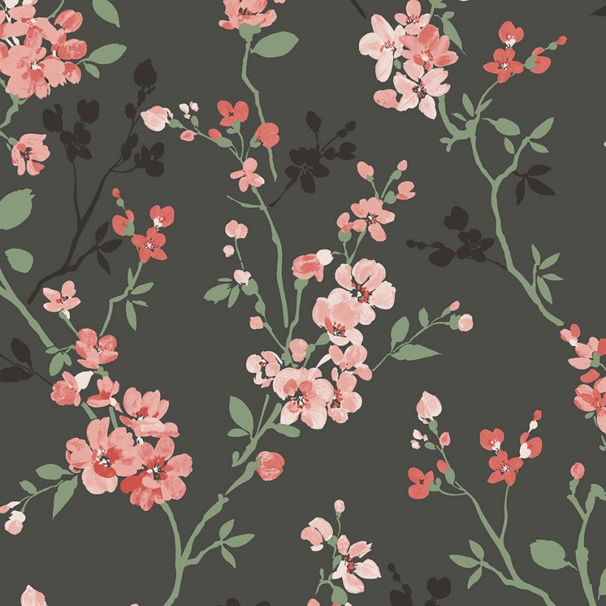 Schwarze Vliestapete mit Blumenmuster, A70001, Vavex 2026