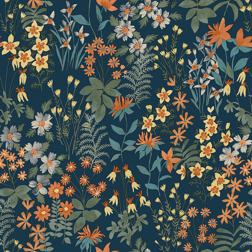 Blaue florale Vliestapete, A70903, Vavex 2026