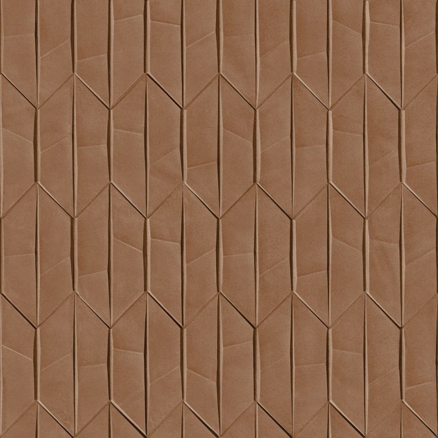 Braune geometrische 3D-Tapete, A65001, Arcadia, Grandeco