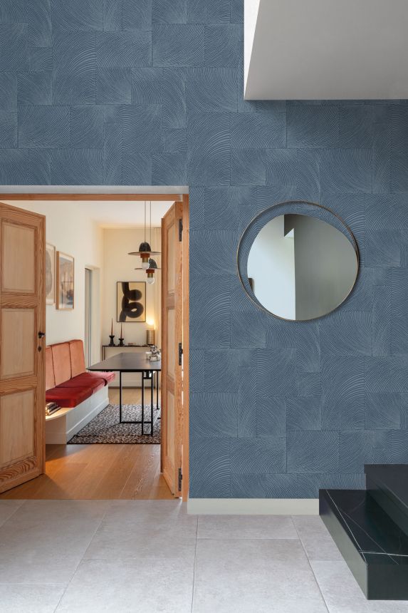 Blaue geometrische Vliestapete, A71501, Omura, Grandeco