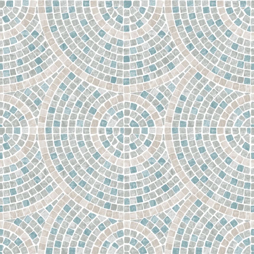 Vliestapete, grau-türkis, Mosaik, M76301, Artifice, Ugépa
