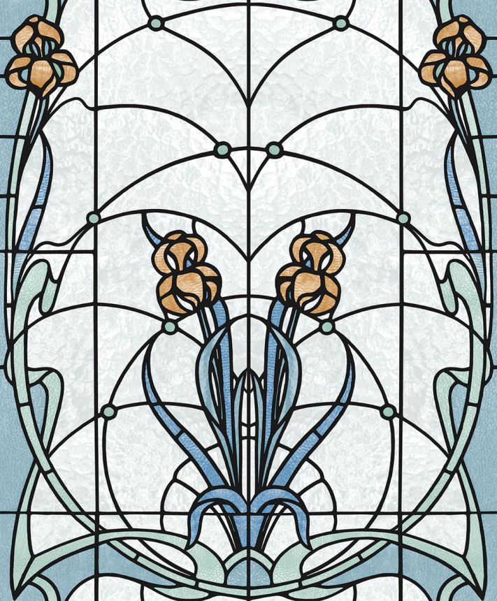 Vliestapete, blaugrünes Buntglas, M79301, Artifice, Ugépa