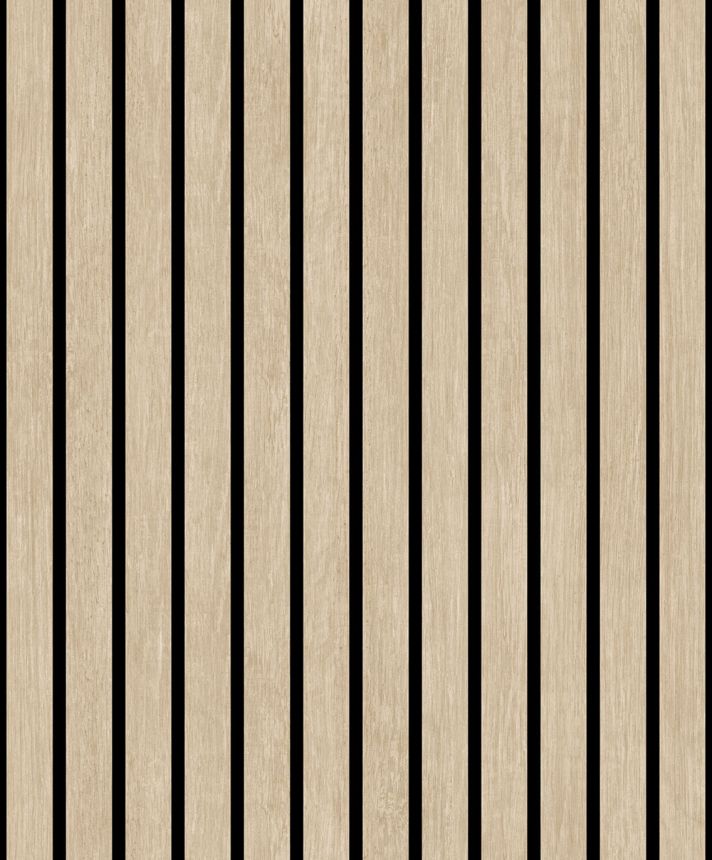 3D-Tapete in beiger Holzoptik mit Brettern und Lamellen, M80217, Artifice Brut, Ugépa