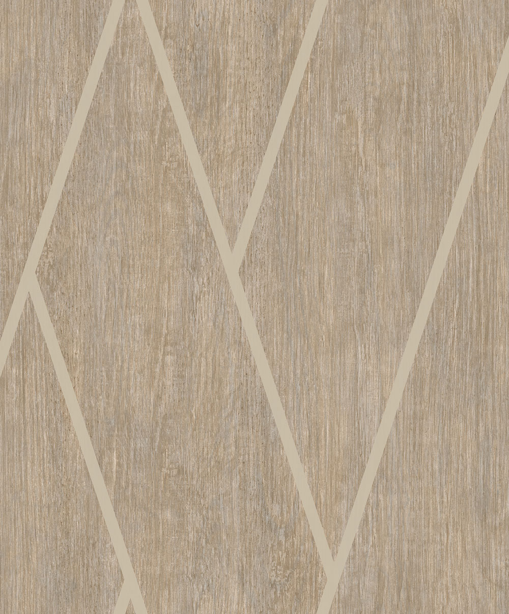 Geometrische Tapete in Braun mit Holzstruktur, M75708, Brut, Ugépa