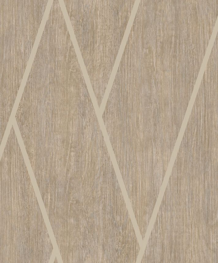 Geometrische Tapete in Braun mit Holzstruktur, M75708, Brut, Ugépa