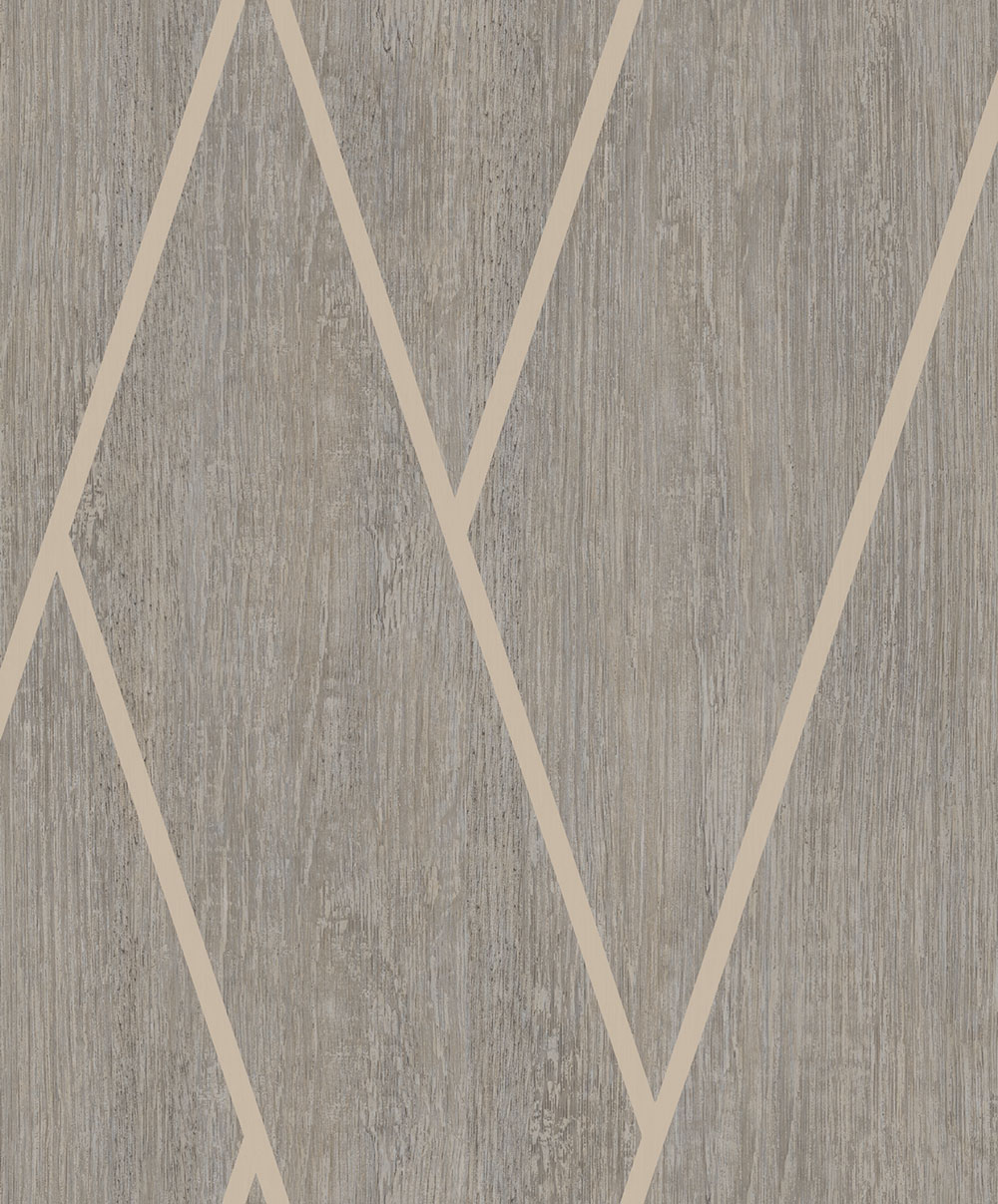 Geometrische Tapete in Grau-Braun mit Holzstruktur, M75718, Brut, Ugépa