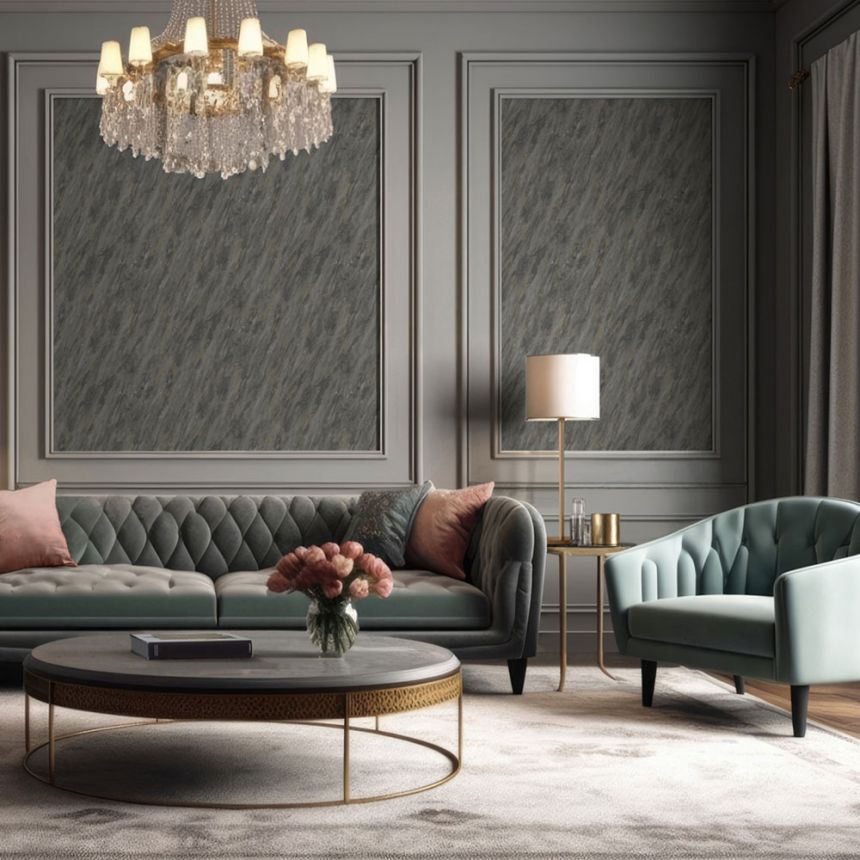 Luxustapete, grau-gold, Stuck, M66319, Venezia, Ugépa