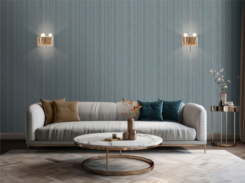 Luxustapete, blau-grau, Stoffimitat, M66501, Venezia, Ugépa