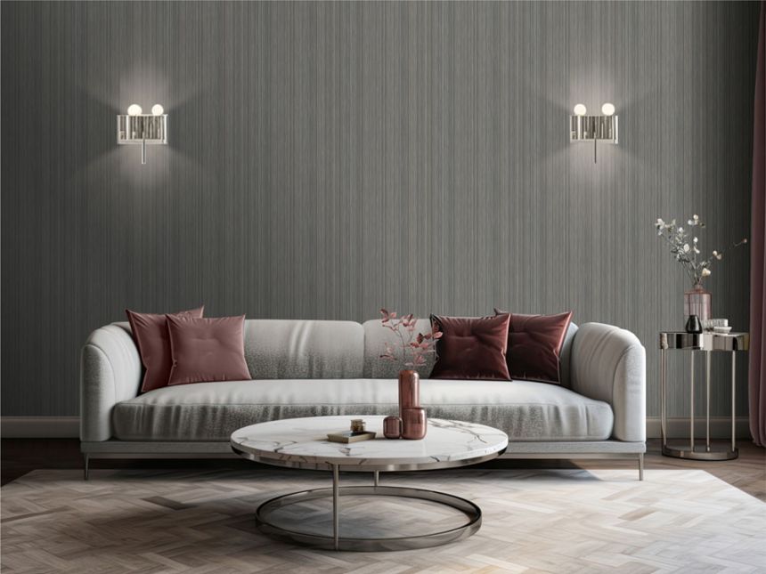 Luxustapete, grau-silber, Stoffimitat, M66589D, Venezia, Ugépa