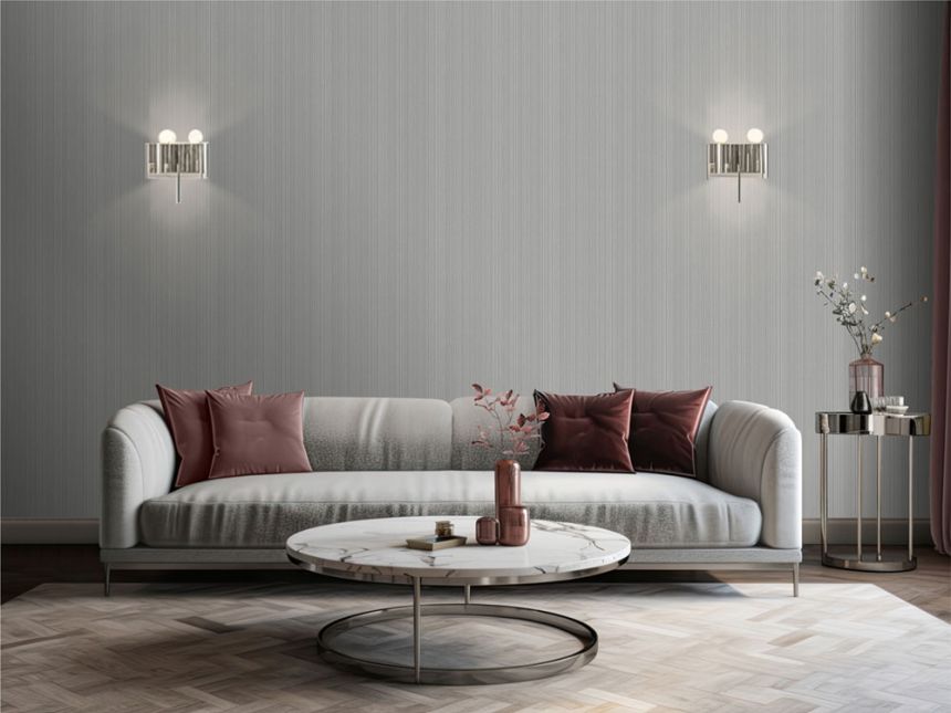 Luxustapete, grau-silber, Stoffimitat, M66599D, Venezia, Ugépa