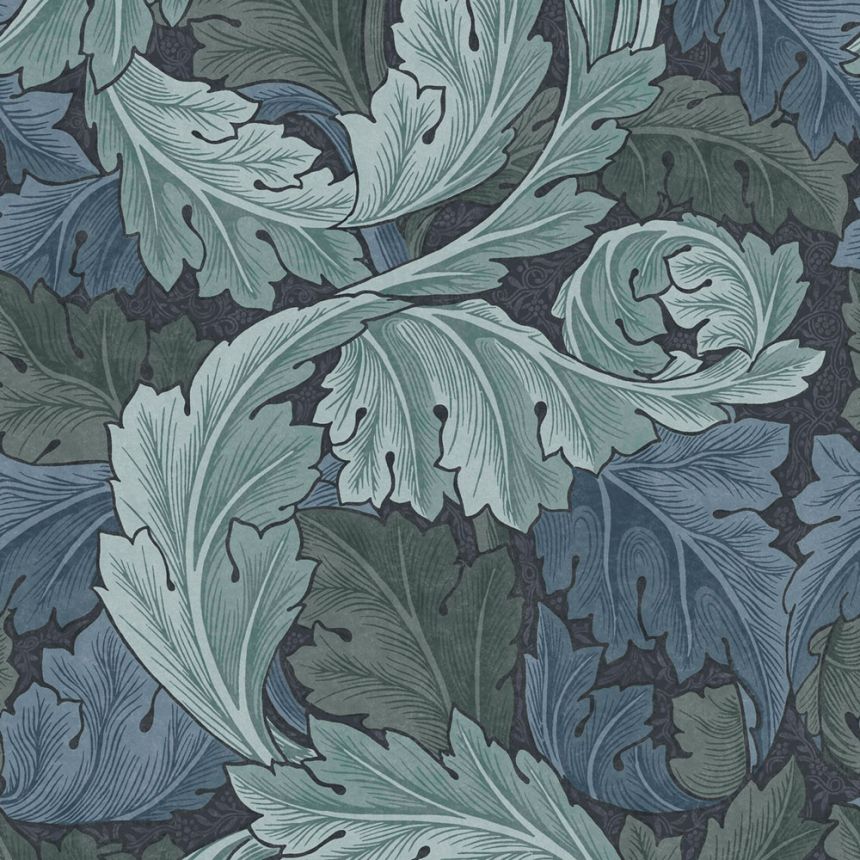 Vliestapete, blau, Blätter, 124225, William Morris At Home