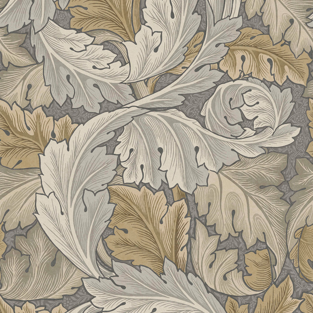 Vliestapete, graubeige, Blätter, 124226, William Morris At Home