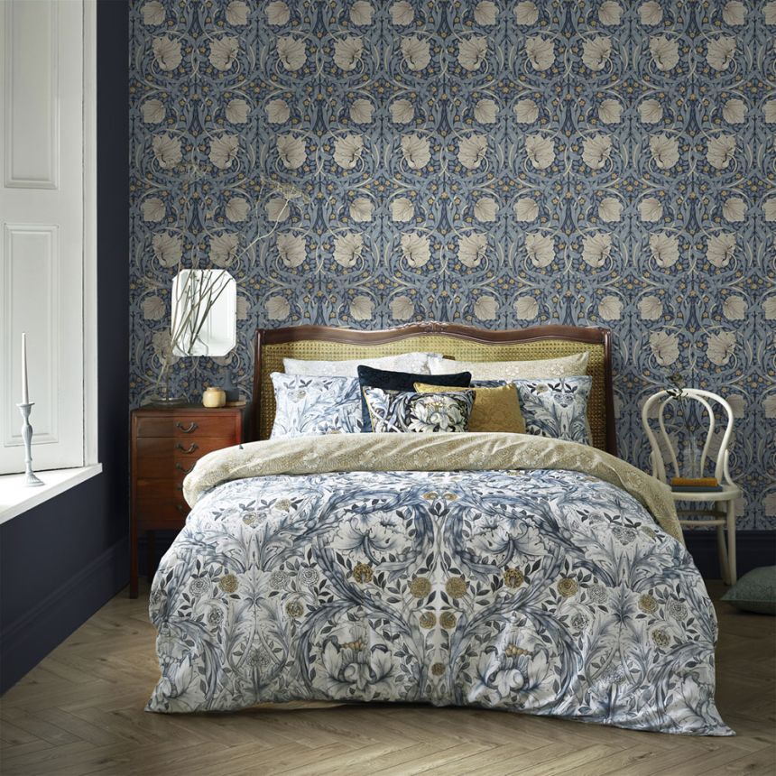 Vliestapete, blau, Blumen, 124241, William Morris At Home