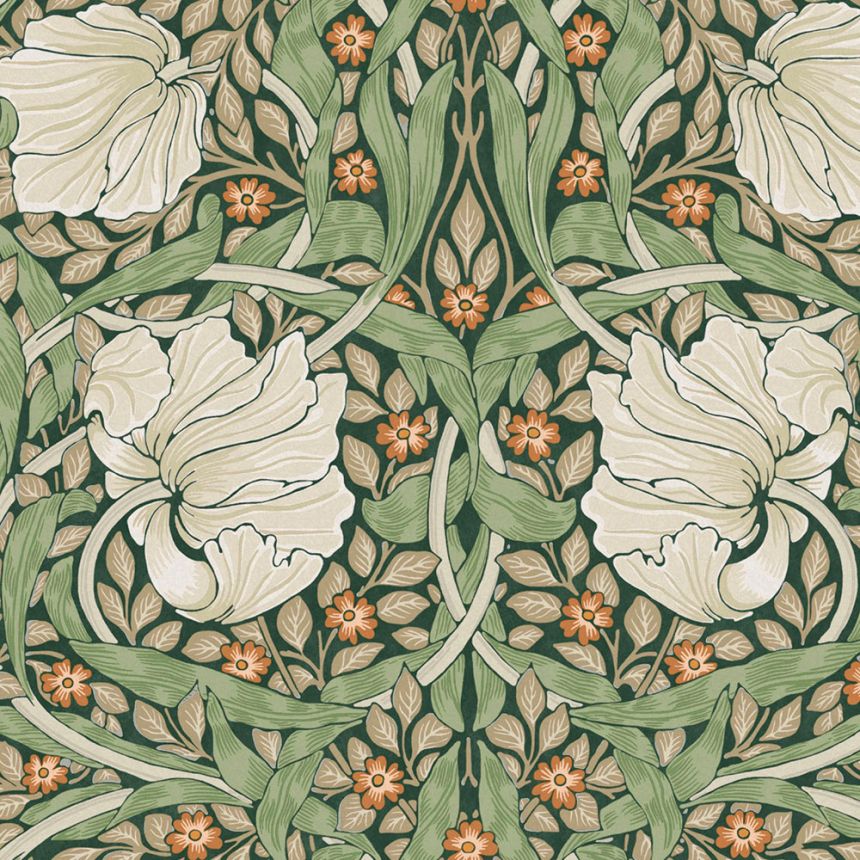 Vliestapete, grün-beige, Blumen, 124242, William Morris At Home