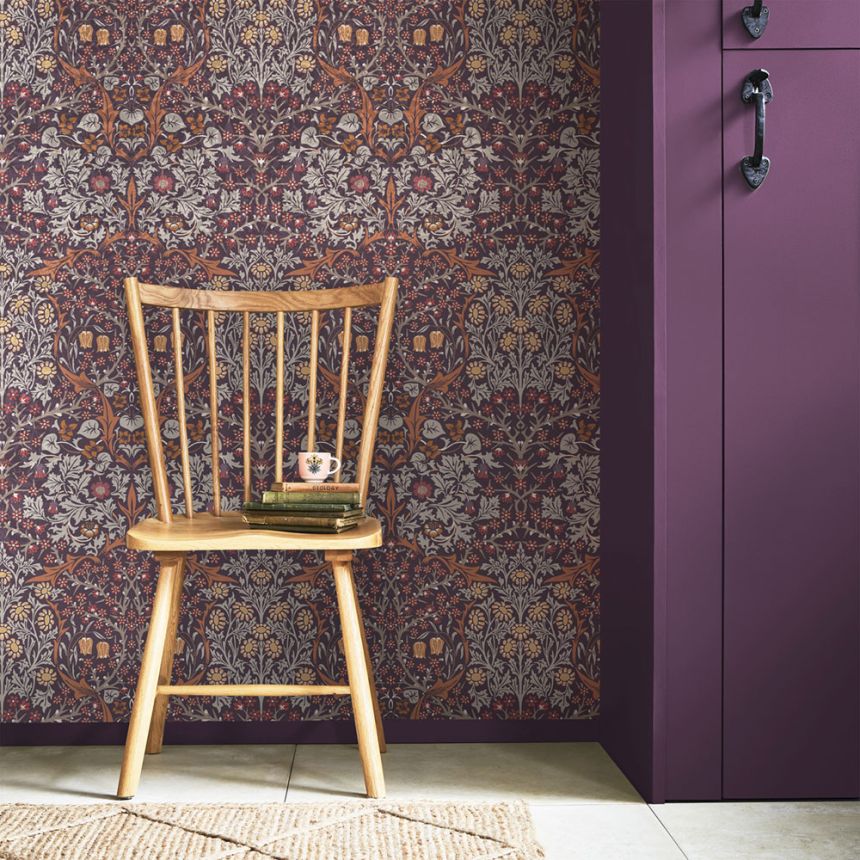 Vliestapete, lila, Blumen, Blätter, 124249, William Morris At Home