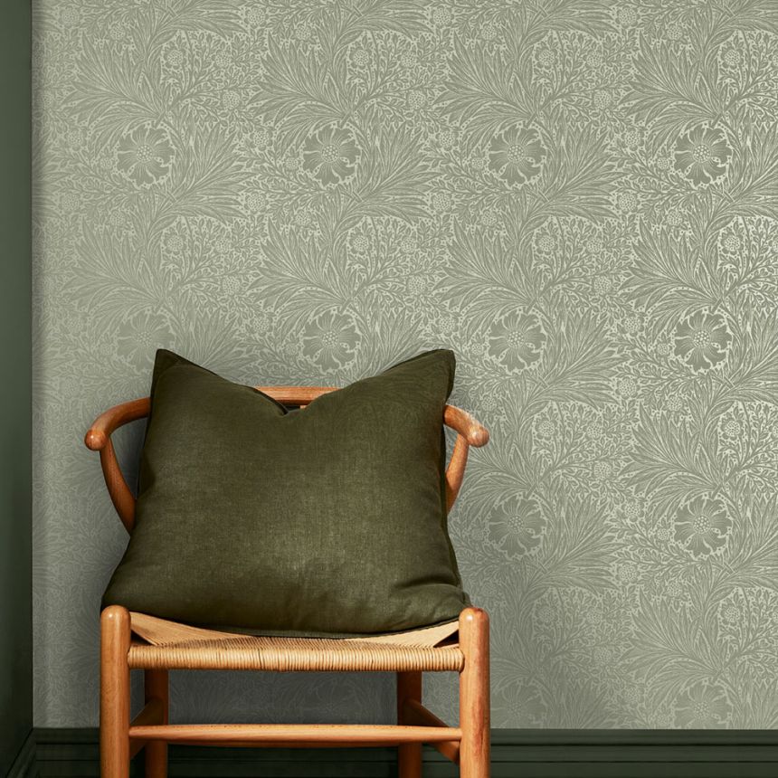 Vliestapete, grün, Blumen, Blätter, 124256, William Morris At Home