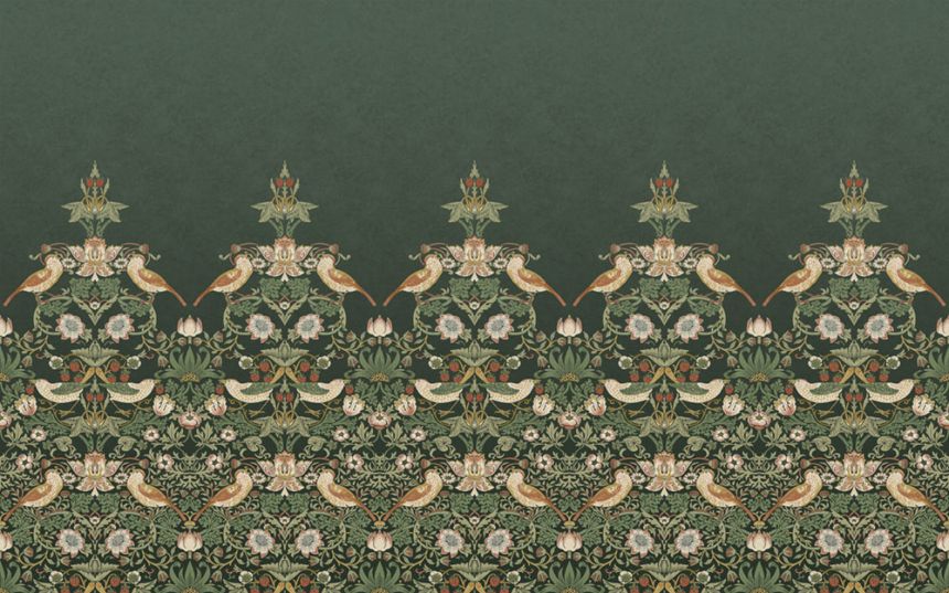 Vlies-Fototapete, grün, Blumen, Vögel, 125310, William Morris At Home