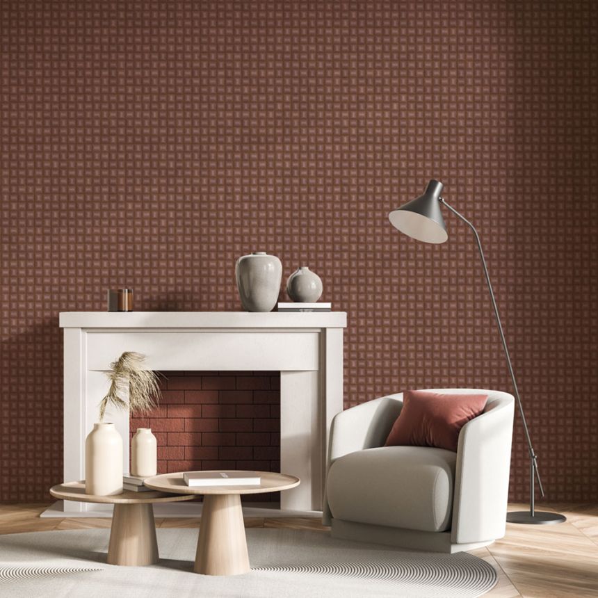 Luxuriöse geometrische Vliestapete, burgunderrot, Z15518, Mini Trend, Zambaiti Parati