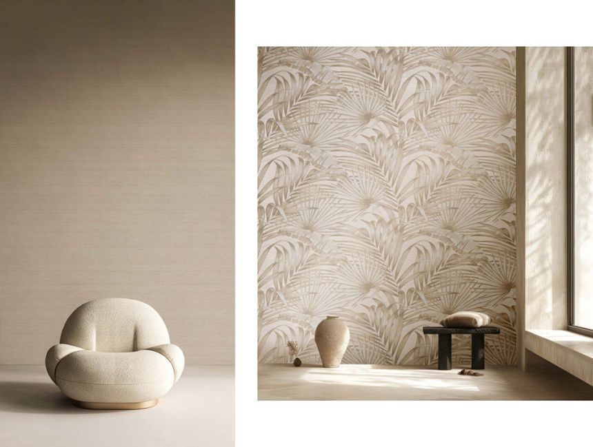 Luxuriöse Vliestapete, beige, Blätter, 42202, Aura, Cristiana Masi by Parato