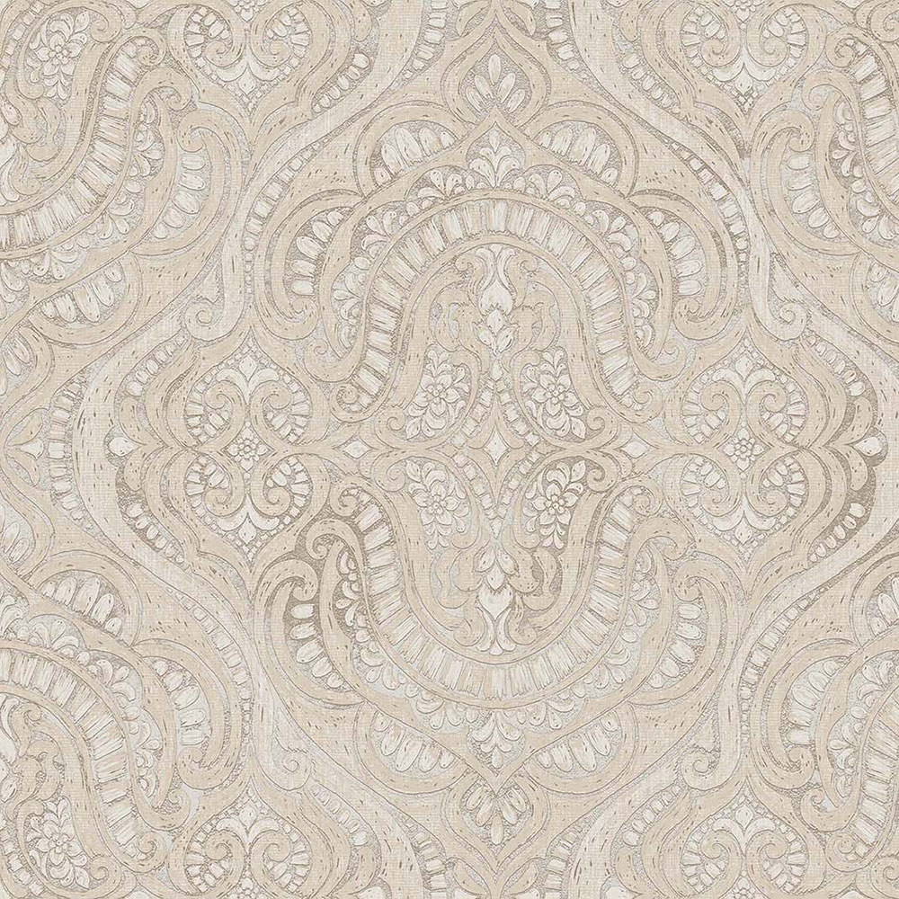 Luxuriöse Vliestapete, grau-beige, Barock, 42212, Aura, Cristiana Masi by Parato