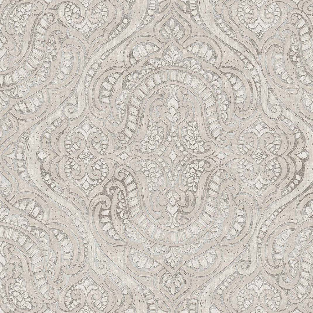 Luxuriöse Vliestapete, grau-beige, Barock, 42215, Aura, Cristiana Masi by Parato