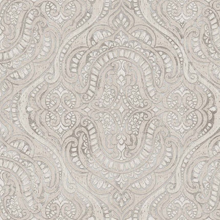 Luxuriöse Vliestapete, grau-beige, Barock, 42215, Aura, Cristiana Masi by Parato