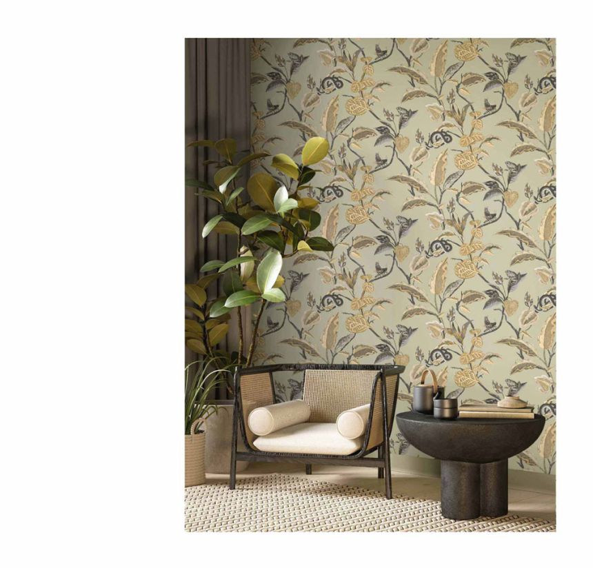 Vliestapete, grün-beige, Blätter, 15509, Botany House, Cristiana Masi by Parato