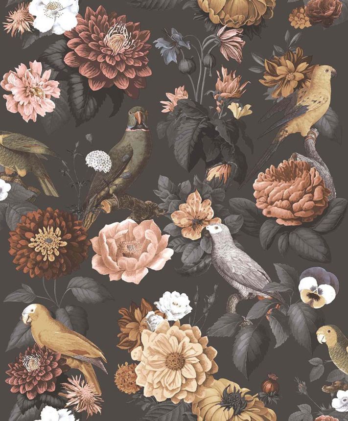 Vliestapete, schwarz, Blumen, Papageien, 15549, Botany House, Cristiana Masi by Parato