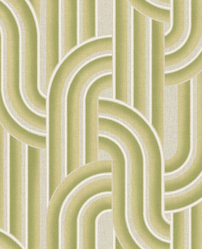 Geometrische Vliestapete, grün-beige, Retro, 340562, Groovy, Eijffinger