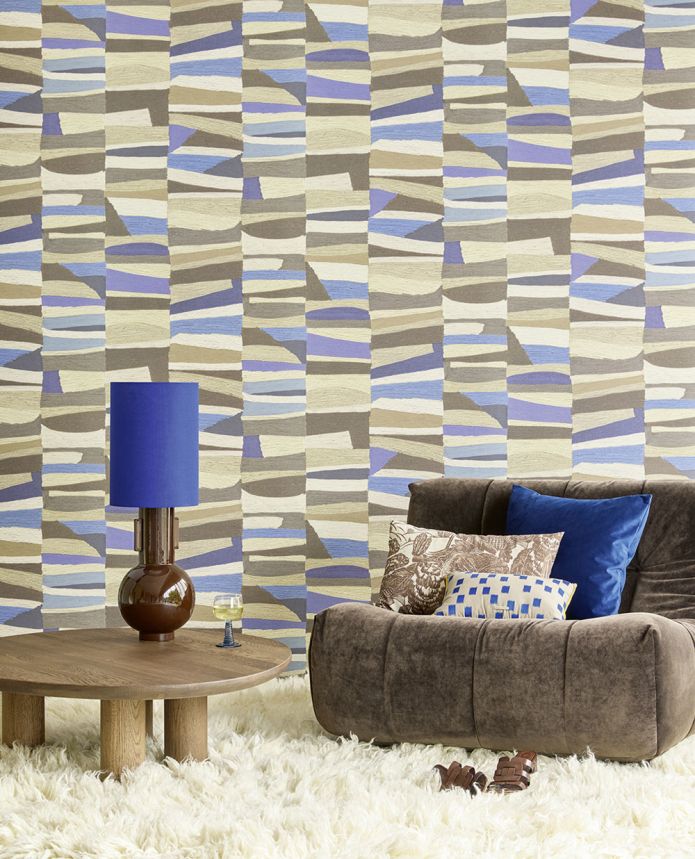 Vliestapete, blau-beige,  Mattenimitat, 340572, Groovy, Eijffinger