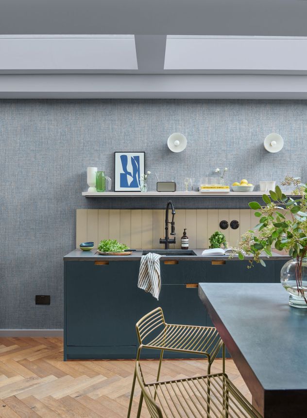 Vliestapete, blau, Strukturimitat, 124137, Element, Graham Brown Premium
