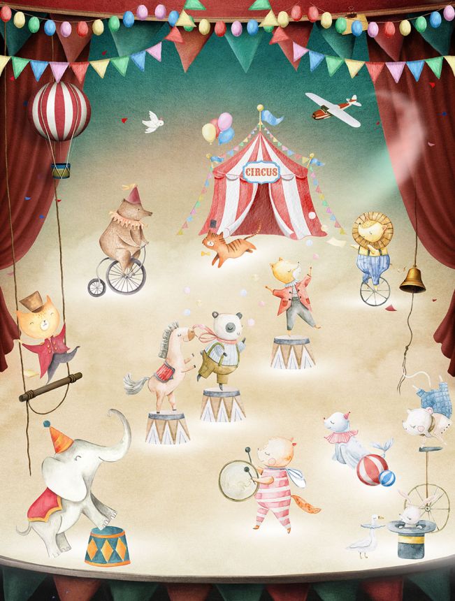 Kinderfototapete, Tiere im Zirkus, CW6056-1, Cute Walls, Decoprint