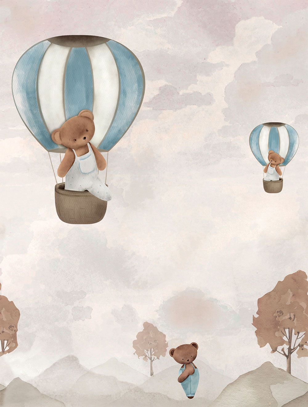 Kinderfototapete, Luftballons, Teddybären, CW6135-1, Cute Walls, Decoprint