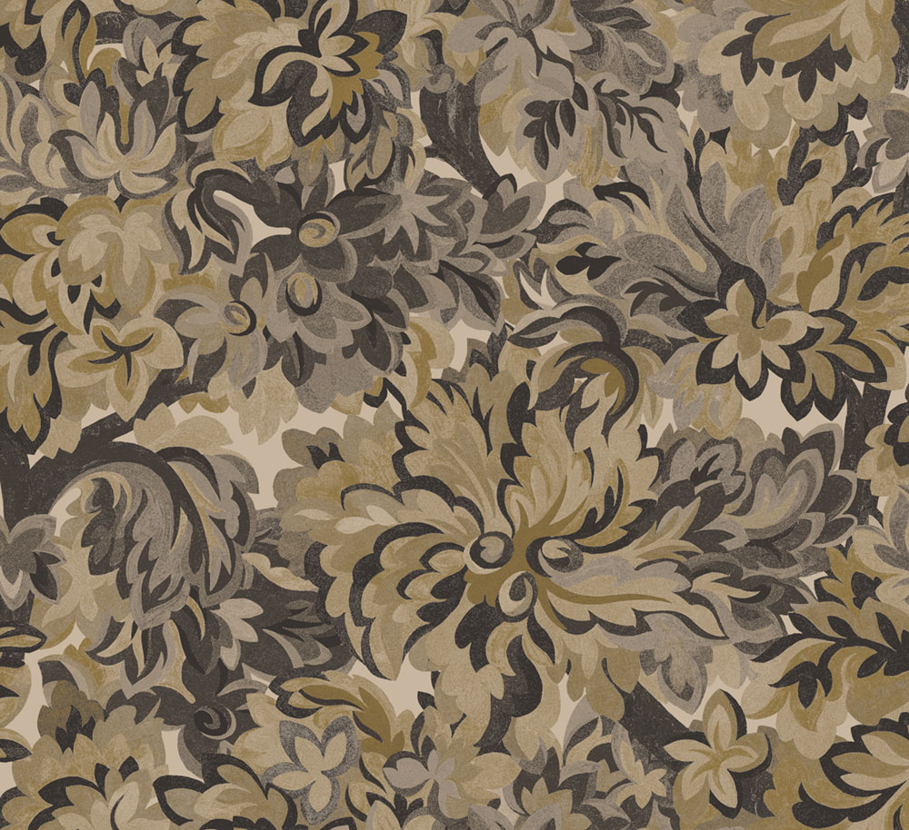 Vliestapete, braun-grau, Blumen, RHA002, Rhapsody, Masureel