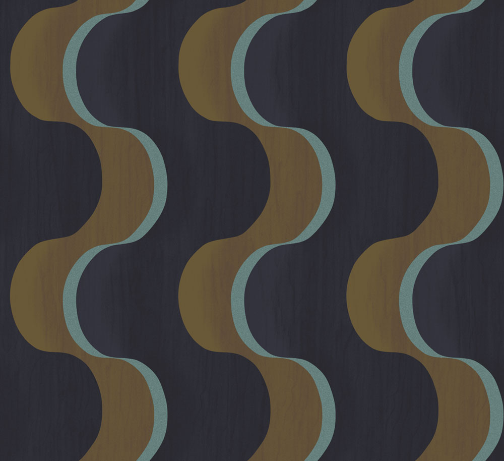 Vliestapete, blau-braun, 3D-Wellen, RHA103, Rhapsody, Masureel