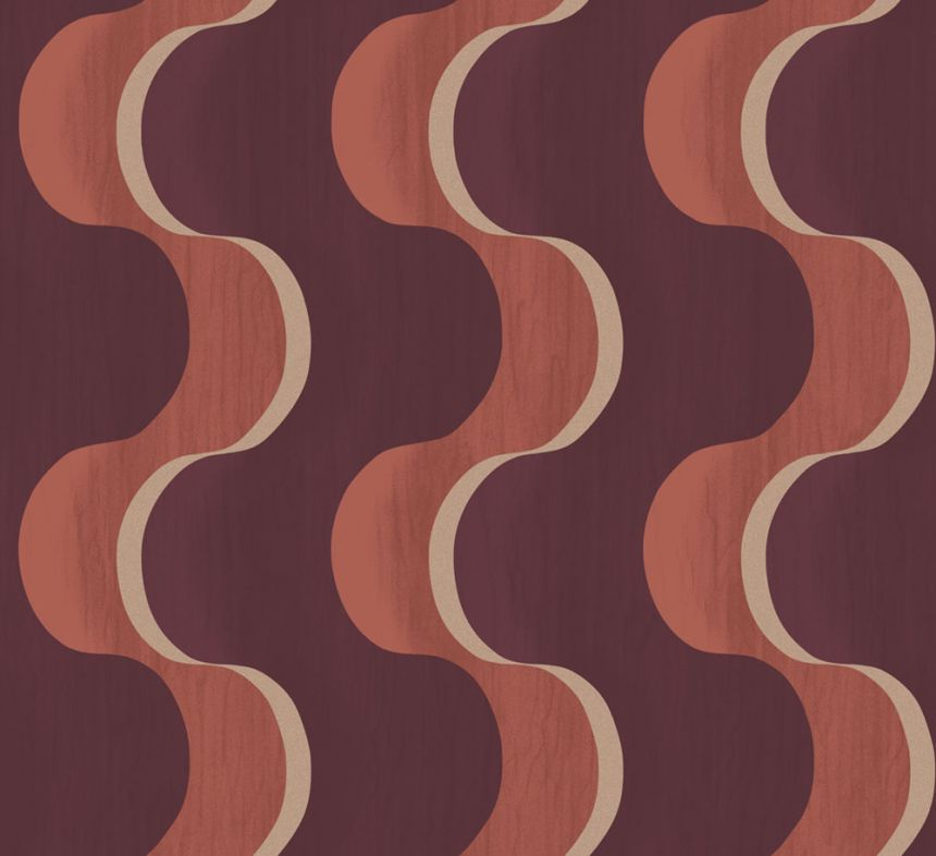 Vliestapete, burgund-braun, 3D-Wellen, RHA104, Rhapsody, Masureel