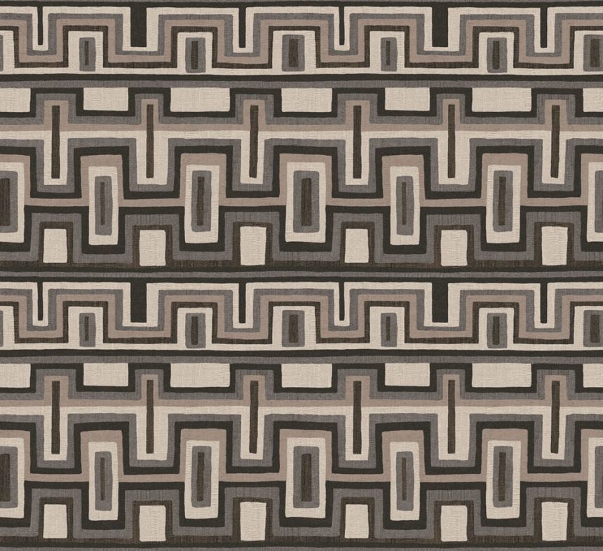 Geometrische Vliestapete, schwarz-grau, Ethno, AMA003, Amani, Masureel