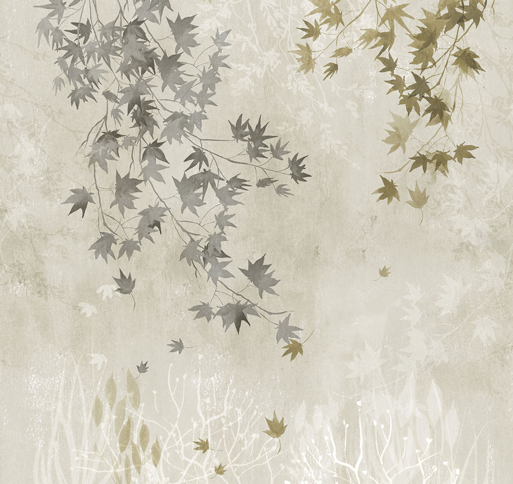 Vlies-Fototapete, grau, Zweige, Blätter, FW4026-3, Feature Walls, Decoprint