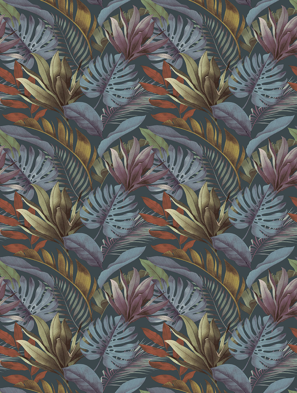 Vlies-Fototapete, blau-braun, Blätter, FW4059-5, Feature Walls, Decoprint