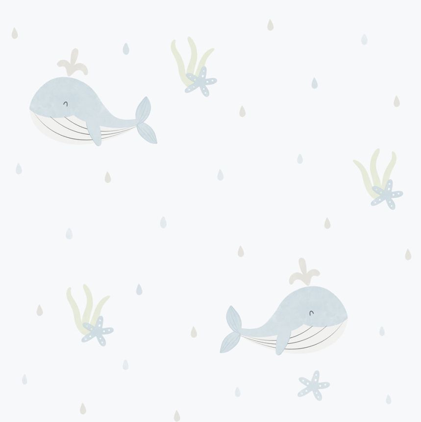 Kinder Vliestapete, blau, Wale, 281-2, Enzo,  ICH Wallcoverings