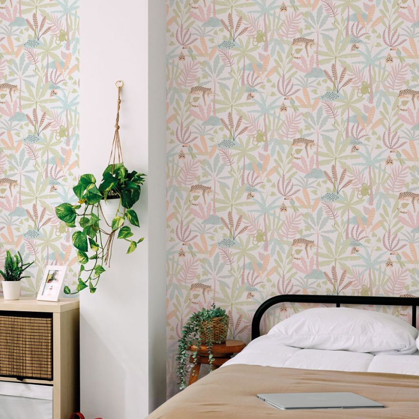 Kinder Vliestapete, rosa, Dschungel, 286-1, Enzo,  ICH Wallcoverings