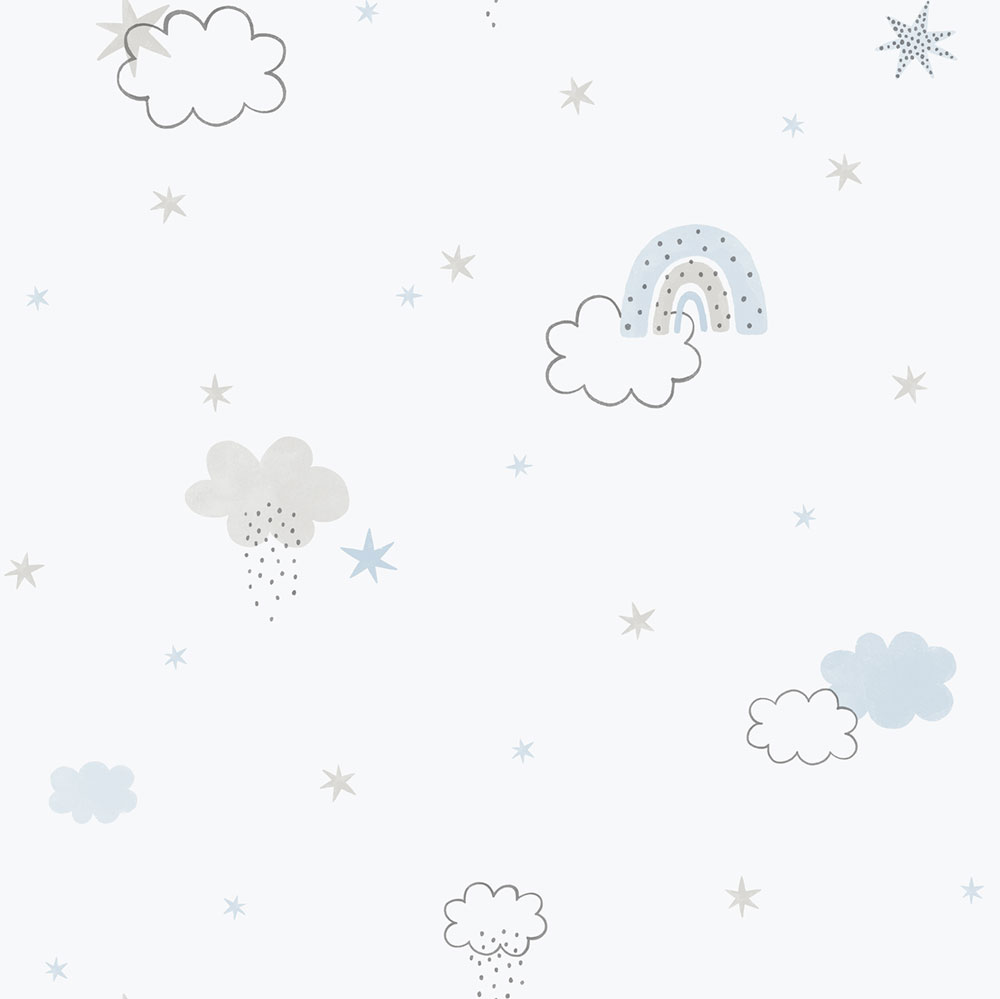 Kinder Vliestapete, blau, Wolken, 288-2, Enzo,  ICH Wallcoverings