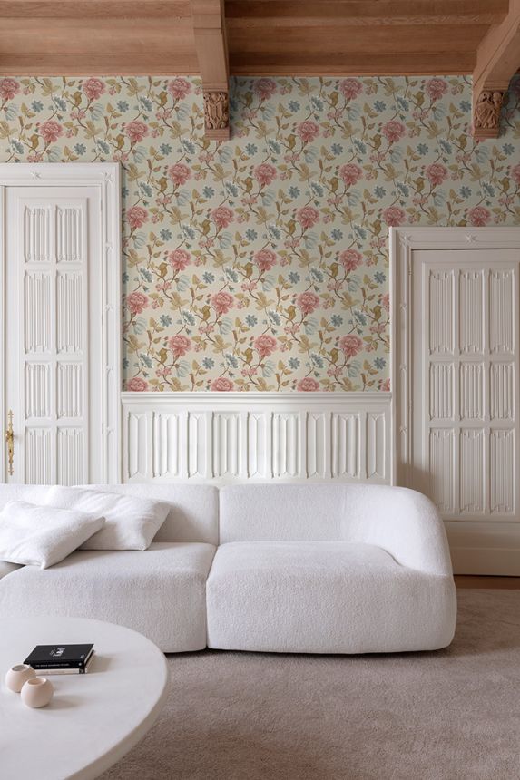 Vliestapete, beige, Blumen, IC3116, Finest Selection, Vavex
