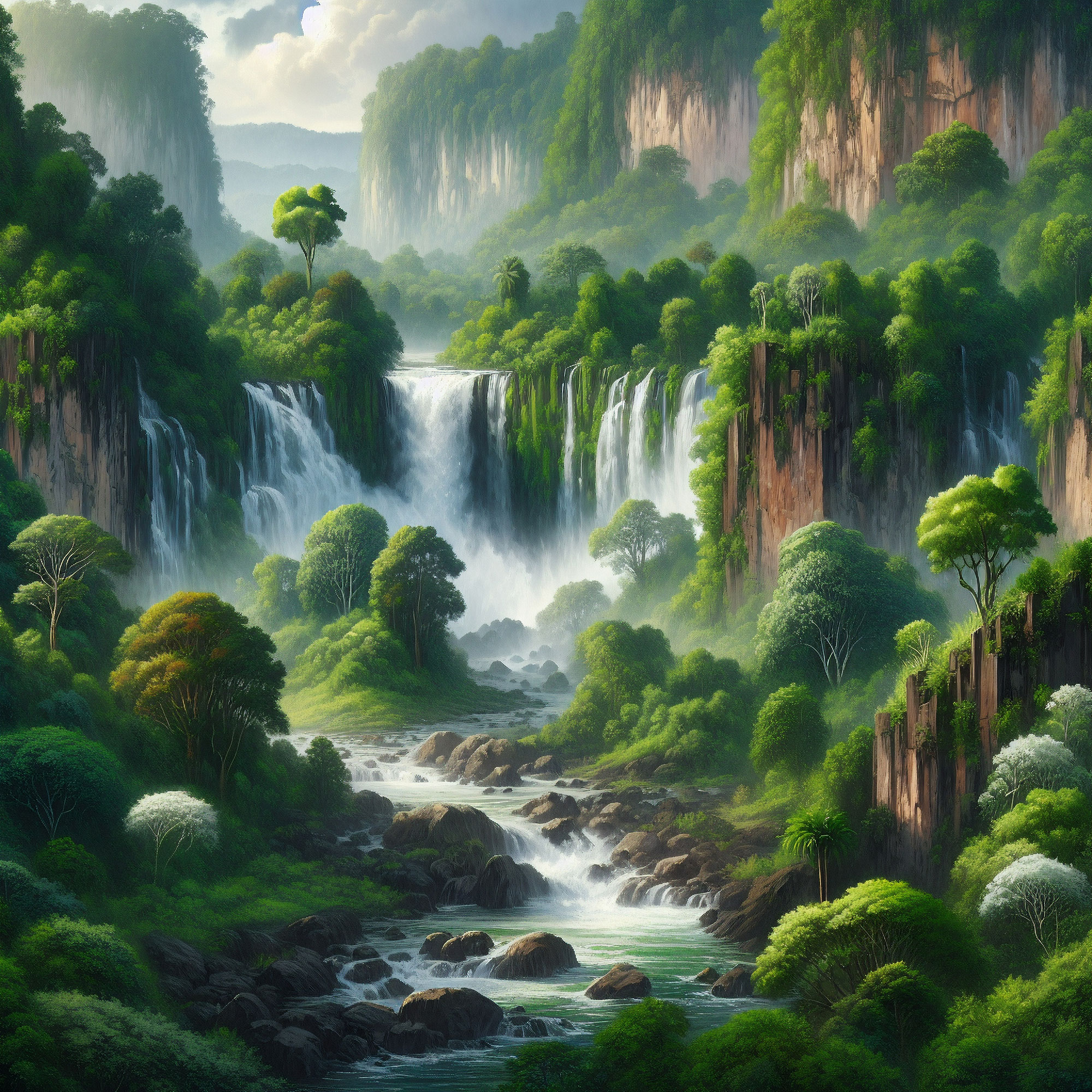 Vlies-Fototapete nach Maß, Wasserfall im Wald, 10078, Vavex