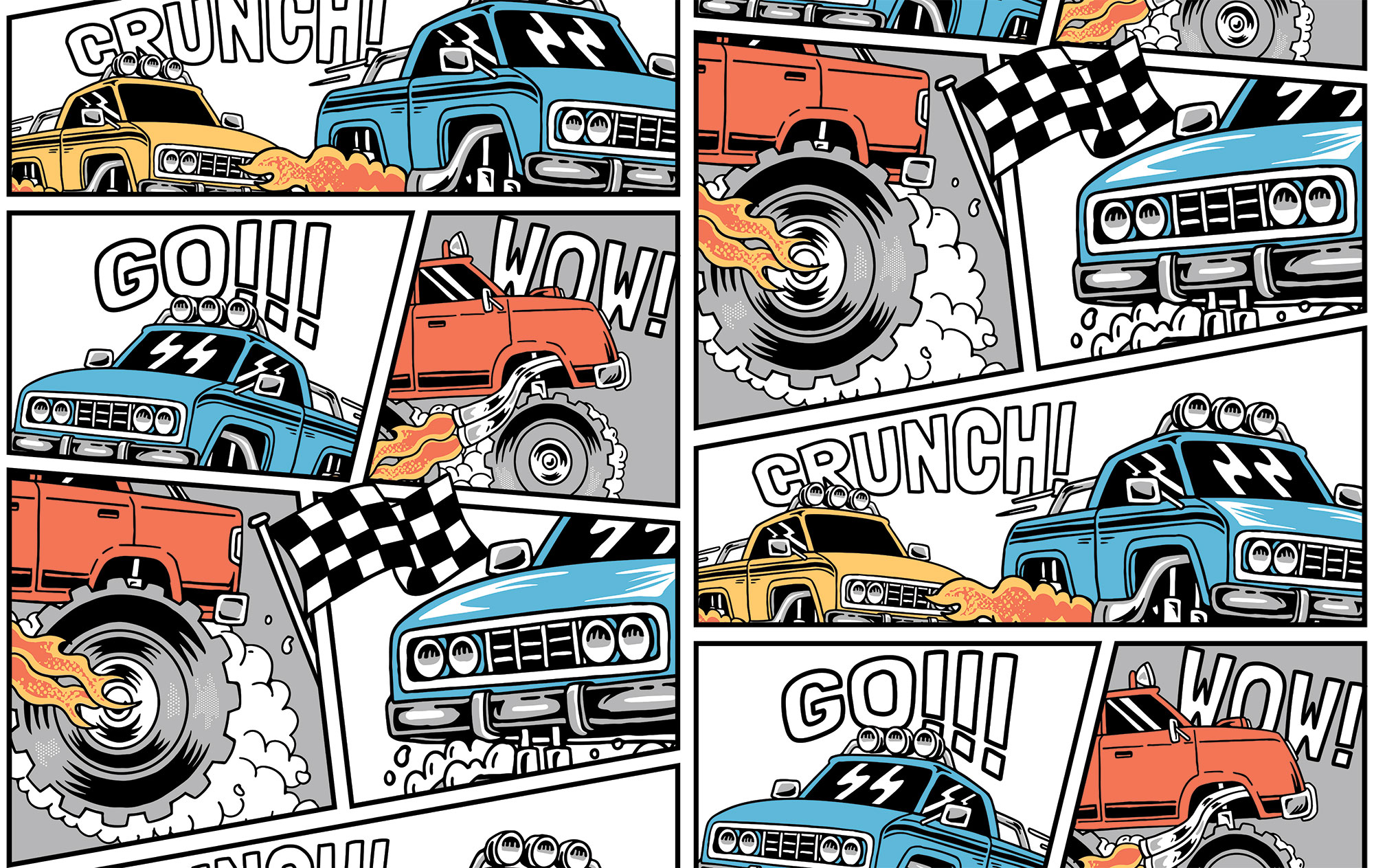 Vlies-Fototapete nach Maß, Autos, Comic, 10157, Vavex
