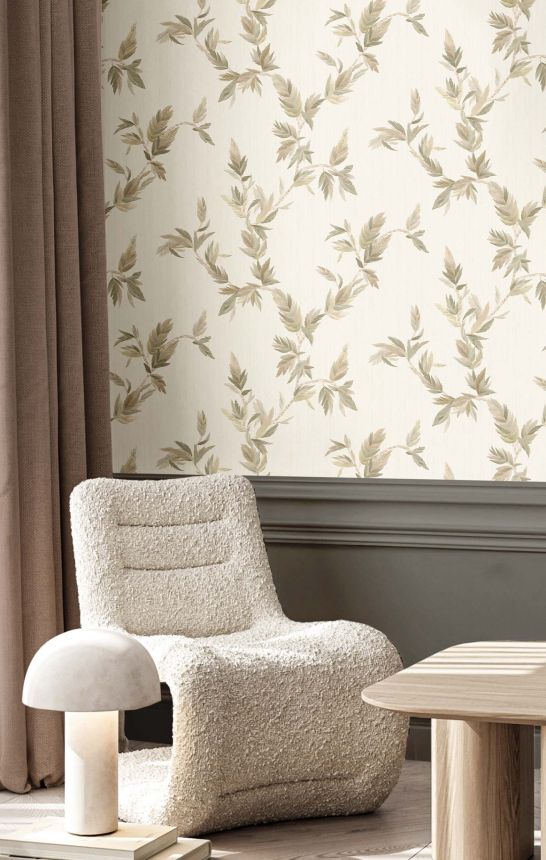 Tapete, beige-grün, Blätter, 35917, Ornamenta, Parato by Cristiana Masi