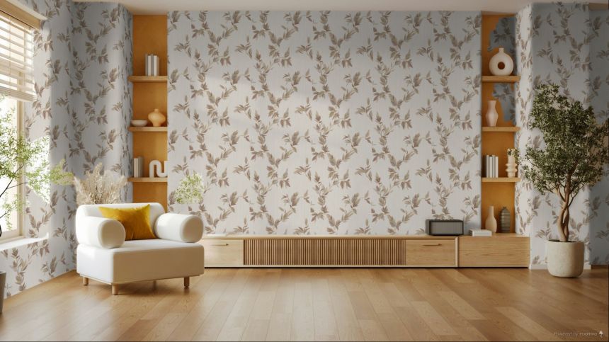 Tapete, grau-creme, Blätter, 35918, Ornamenta, Parato by Cristiana Masi