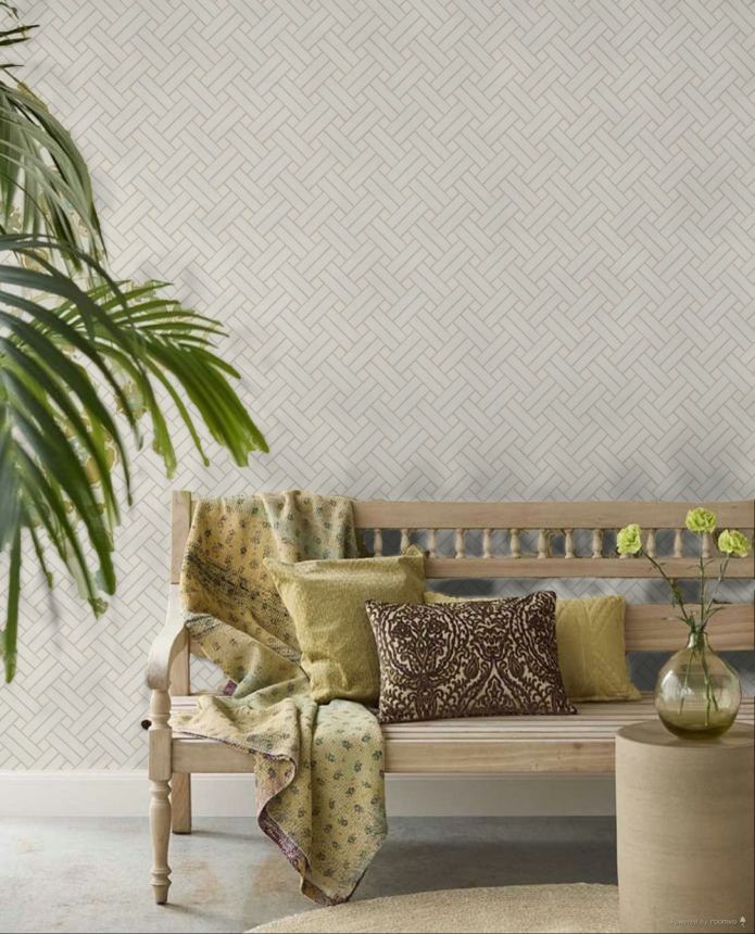 Geometrische Tapete, grau-creme, 32420, Vitalis, Parato by Cristiana Masi