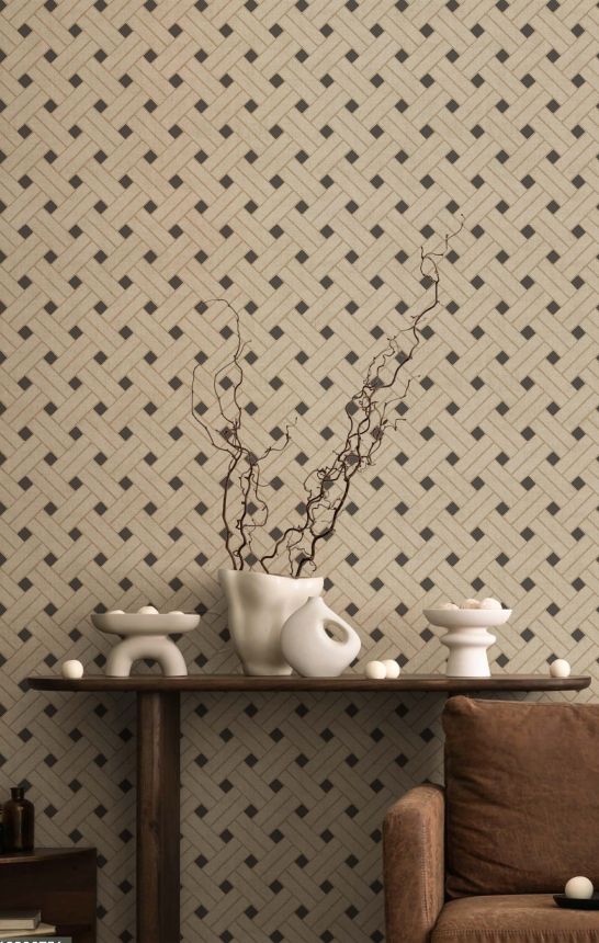 Geometrische Tapete, braun-schwarz, 32427, Vitalis, Parato by Cristiana Masi