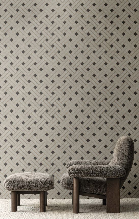 Geometrische Tapete, grau-schwarz, 32429, Vitalis, Parato by Cristiana Masi